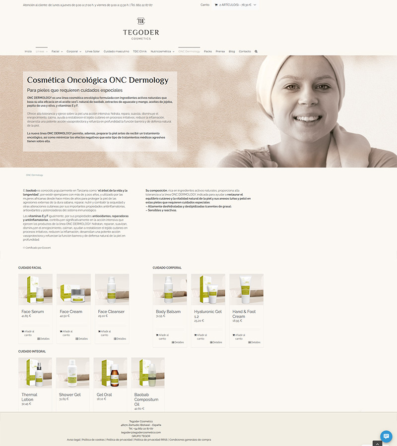 Tienda online de ONC Dermology